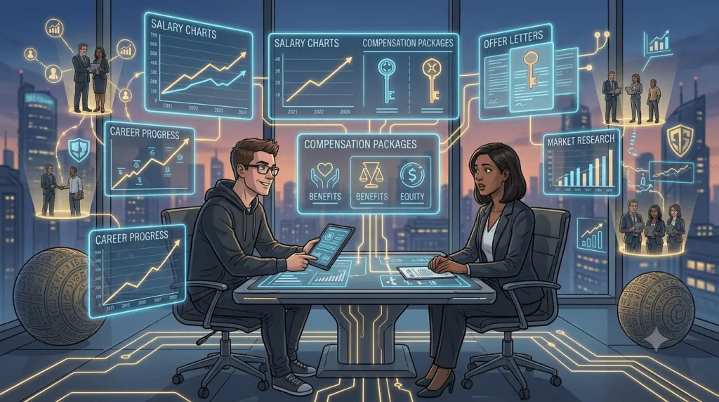 Gaming professional negotiating salary and compensation during a job offer discussion.
