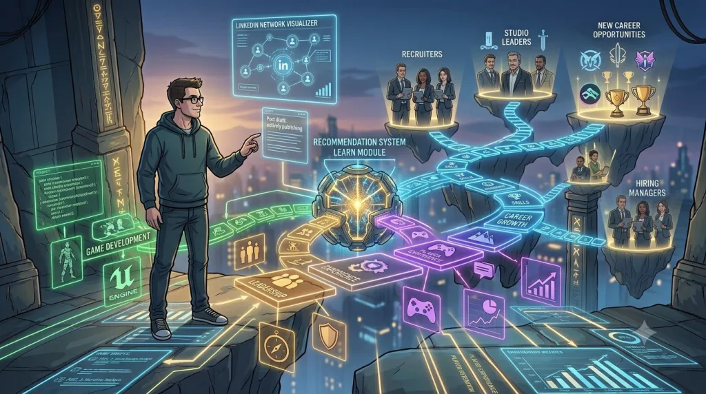 LinkedIn algorithm learning a gaming professional’s expertise through content creation.