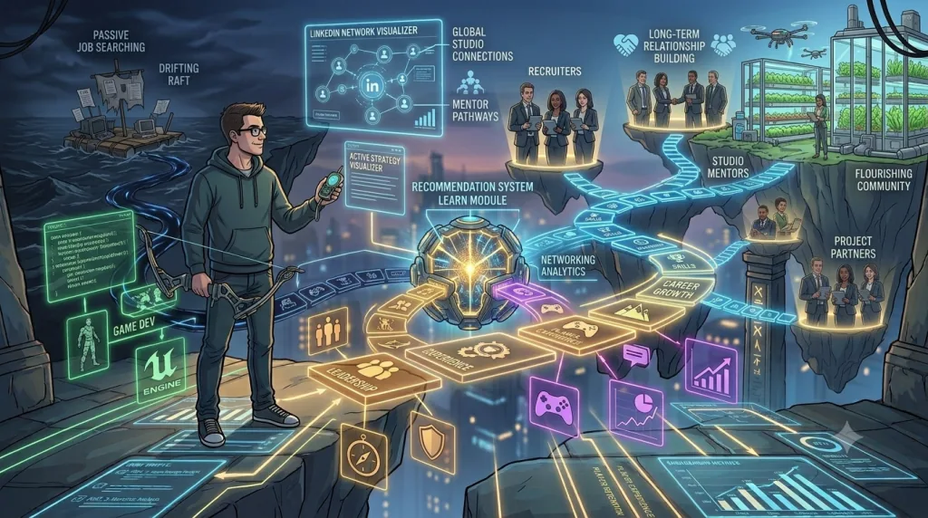 Gaming professional building career momentum through networking, visibility, and strategic action.