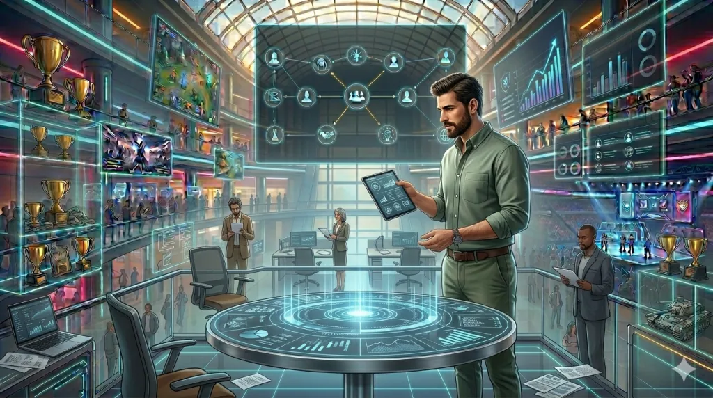 Gaming professional adapting to AI disruption and evolving inside a modern game development studio.