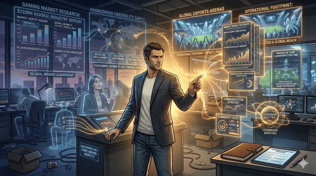 Strategic professional overcoming lack of gaming experience to enter the gaming industry.
