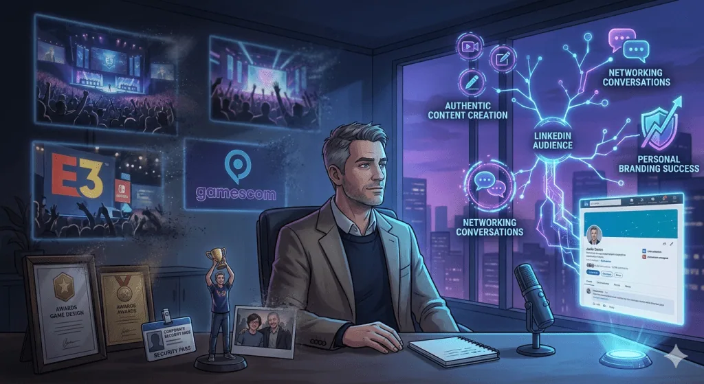Former gaming executive rebuilding a personal brand and LinkedIn audience after leaving a major gaming company.