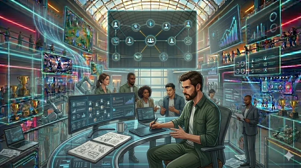 Gaming professional building authentic networking relationships for future career referrals.