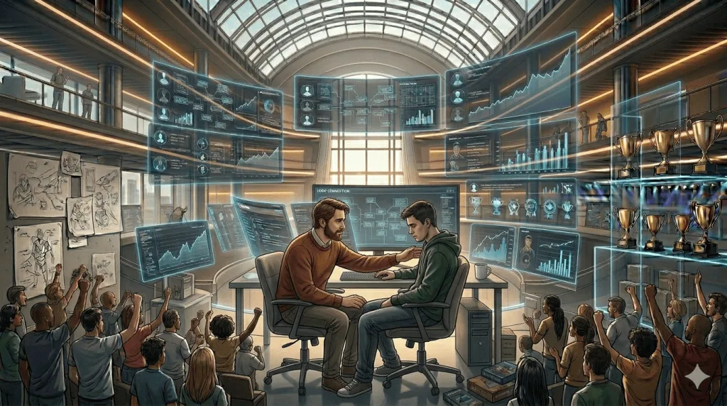 Gaming professionals supporting each other emotionally after layoffs and career setbacks.