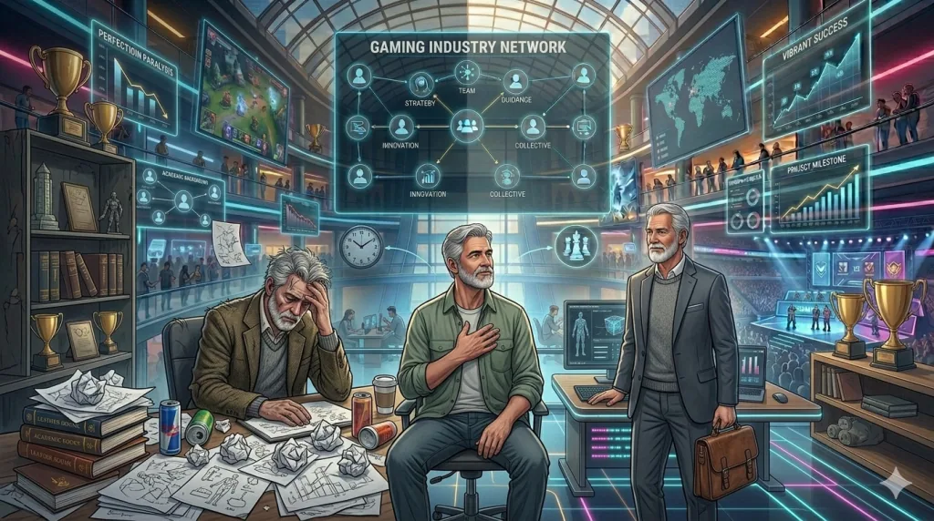 Professional transitioning from academia into leadership in the gaming industry.
